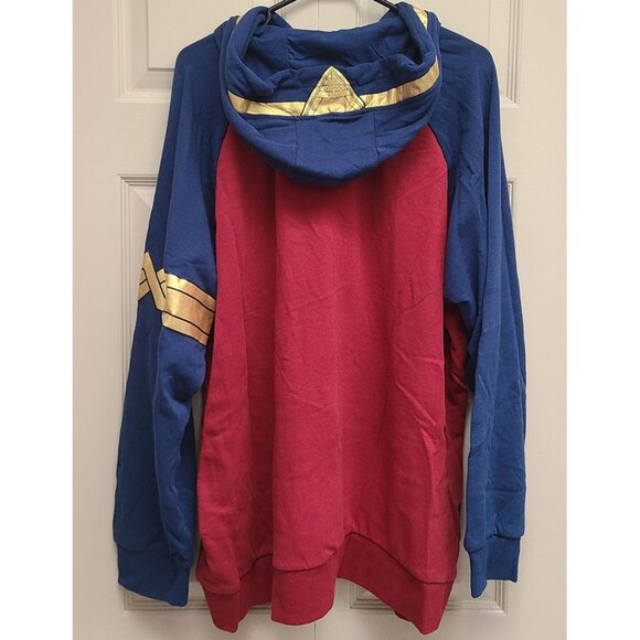 🆕️ Torrid Her Universe DC Comics Wonder Woman Red Blue Metallic Gold Zip Hoodie - Picture 6 of 9